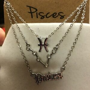 Zodiac Picces 3 Silvertone Necklaces